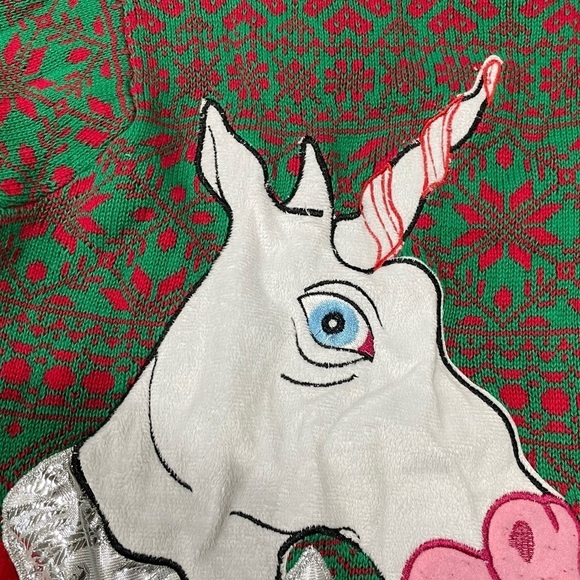 Unicorn Ugly Christmas Crewneck Sweater Jumper Pullover Shirt - Picture 6 of 6